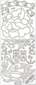 1 Stickers - 10 x 23 cm  - hell, Muster - Figuren,  Farbe - sonstige,  Art - Stickers normal