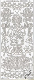 1 Stickers - 10 x 23 cm  - silber, Muster - Figuren,  Farbe - silber,  Art - Stickers normal