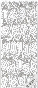 1 Stickers - 10 x 23 cm  - silber, Schriften - Zahlen,  Farbe - silber,  Art - Stickers normal