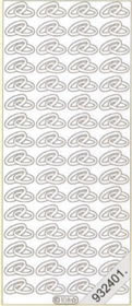 1 Stickers - 10 x 23 cm  - silber, Ereignisse - Hochzeit,  Farbe - silber,  Art - Stickers normal
