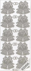 1 Stickers - 10 x 23 cm  - silber, Jahreszeit - Weihnachten,  Farbe - silber,  Art - Stickers normal,  Jahreszeit - Weihnachten,  Glocken