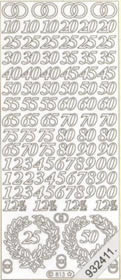 1 Stickers - 10 x 23 cm  - silber, Ereignisse - Hochzeit,  Farbe - silber,  Art - Stickers normal