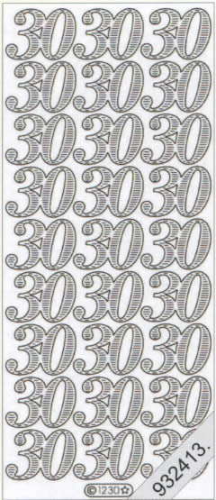 1 Stickers - 10 x 23 cm  - gold, Schriften - Zahlen,  Farbe - gold,  Art - Stickers normal