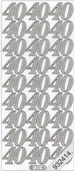 1 Stickers - 10 x 23 cm  - silber, Schriften - Zahlen,  Farbe - silber,  Art - Stickers normal