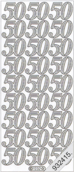 1 Stickers - 10 x 23 cm  - gold, Schriften - Zahlen,  Farbe - gold,  Art - Stickers normal