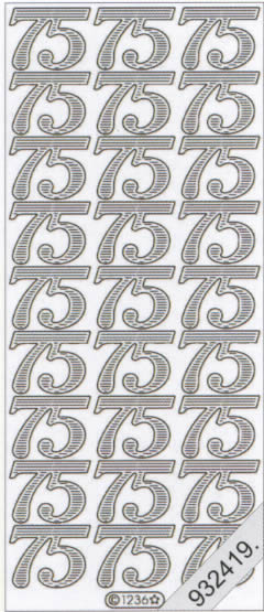 1 Stickers - 10 x 23 cm  - silber, Schriften - Zahlen,  Farbe - silber,  Art - Stickers normal