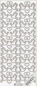 1 Stickers - 10 x 23 cm  - silber, Ereignisse - Hochzeit,  Farbe - silber,  Art - Stickers normal