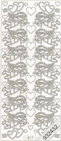 1 Stickers - 10 x 23 cm  - silber, Ereignisse - Hochzeit,  Farbe - silber,  Art - Stickers normal