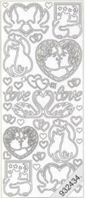 1 Stickers - 10 x 23 cm  - gold, Motiv - Liebe,  Farbe - gold,  Art - Stickers normal