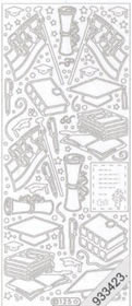 1 Stickers - 10 x 23 cm  - silber,  Farbe - silber,  Art - Stickers normal