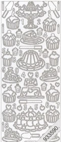 1 Stickers - 10 x 23 cm  - silber,  Farbe - silber,  Art - Stickers normal