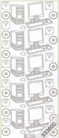 1 Stickers - 10 x 23 cm  - silber,  Farbe - silber,  Art - Stickers normal