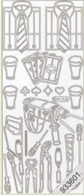 1 Stickers - 10 x 23 cm  - silber,  Farbe - silber,  Art - Stickers normal