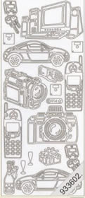 1 Stickers - 10 x 23 cm  - silber, Motiv - Verkehr,  Farbe - silber,  Art - Stickers normal