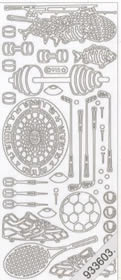 1 Stickers - 10 x 23 cm  - silber, Motiv - Sport,  Farbe - silber,  Art - Stickers normal