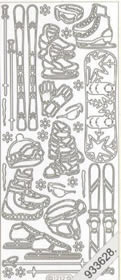 1 Stickers - 10 x 23 cm  - silber, Motiv - Sport,  Farbe - silber,  Art - Stickers normal