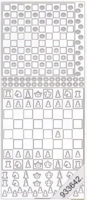1 Stickers - 10 x 23 cm  - silber, Muster - Figuren,  Farbe - silber,  Art - Stickers normal,  Schach