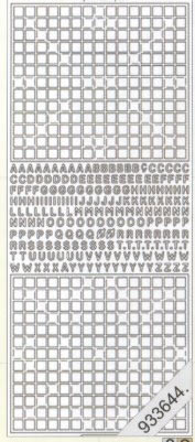 1 Stickers - 10 x 23 cm  - silber, Schriften - Buchstaben,  Farbe - silber,  Art - Stickers normal