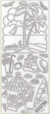 1 Stickers - 10 x 23 cm  - silber,  Farbe - silber,  Art - Stickers normal