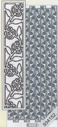1 Stickers - 10 x 23 cm  - gold, Motiv - Blumen,  Farbe - gold,  Art - Stickers normal