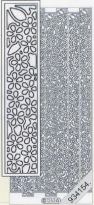 1 Stickers - 10 x 23 cm  - silber, Muster - Figuren,  Farbe - silber,  Art - Stickers normal