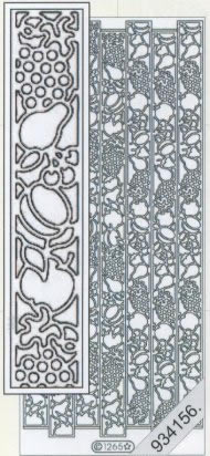 1 Stickers - 10 x 23 cm  - silber, Muster - Figuren,  Farbe - silber,  Art - Stickers normal