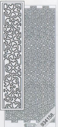 1 Stickers - 10 x 23 cm  - silber, Muster - Figuren,  Farbe - silber,  Art - Stickers normal