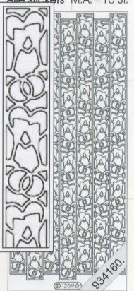 1 Stickers - 10 x 23 cm  - silber, Muster - Figuren,  Farbe - silber,  Art - Stickers normal