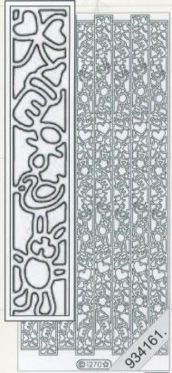 1 Stickers - 10 x 23 cm  - silber, Muster - Figuren,  Farbe - silber,  Art - Stickers normal