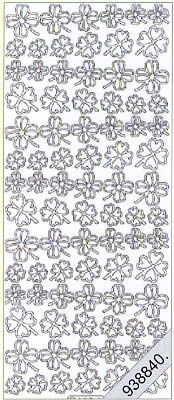 1 Stickers - 10 x 23 cm  - gold, Motiv - Blumen,  Farbe - gold,  Art - Stickers normal,  Jahreszeit - Frühjahr,  Kleeblätter
