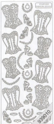 1 Stickers - 10 x 23 cm  - silber,  Farbe - silber,  Art - Stickers normal