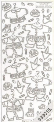 1 Stickers - 10 x 23 cm  - silber,  Farbe - silber,  Art - Stickers normal