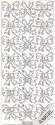 1 Stickers - 10 x 23 cm 0820 - Schleifen - silber,  Farbe - silber,  Art - Stickers normal,  Jahreszeit - Everyday,  0820 - Schleifen