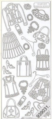 1 Stickers - 10 x 23 cm  - silber,  Farbe - silber,  Art - Stickers normal