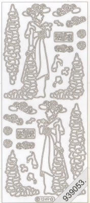 1 Stickers - 10 x 23 cm  - silber,  Farbe - silber,  Art - Stickers normal