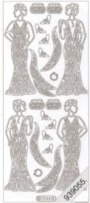 1 Stickers - 10 x 23 cm  - silber,  Farbe - silber,  Art - Stickers normal