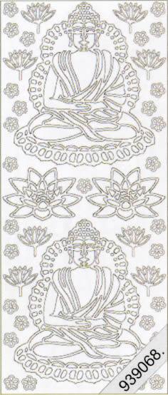 1 Stickers - 10 x 23 cm  - gold, Art - Stickers normal,  Farbe - gold,  Jahreszeit - Everyday,  Lotusblüte,  Tempelgott