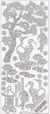 1 Stickers - 10 x 23 cm 1086 - Japanischer Garten - schwarz, Motiv - Tiere,  Farbe - schwarz,  Art - Stickers normal,  Jahreszeit - Everyday,  1086 - Japanischer Garten