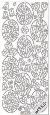 1 Stickers - 10 x 23 cm  - gold, Motiv - Blumen,  Farbe - gold,  Art - Stickers normal