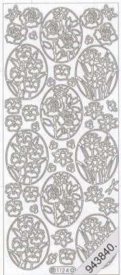 1 Stickers - 10 x 23 cm  - gold, Motiv - Blumen,  Farbe - gold,  Art - Stickers normal