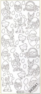 1 Stickers - 10 x 23 cm  - lila - gold, Motiv - Tiere,  Farbe - sonstige,  Art - Stickers normal,  Jahreszeit - Ostern