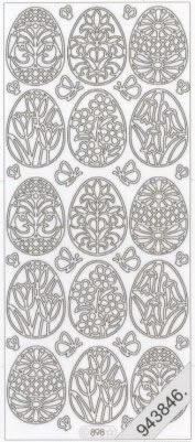 1 Stickers - 10 x 23 cm 0898 - Ostereier - gold,  Farbe - gold,  Art - Stickers normal,  Jahreszeit - Ostern,  0898 - Ostereier mit Blumenmotiv,  Schmetterlinge