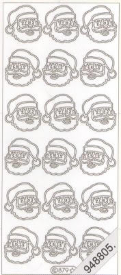 1 Stickers - 10 x 23 cm  - gold, Motiv - Weihnachtsmänner,  Farbe - gold,  Art - Stickers normal