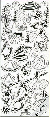1 Stickers Glitter transparent  - 10 x 23 cm 7006 - gold,  Art - Stickers Glitter transparent,  Farbe - gold,  Jahreszeit - Everyday,  7006 Muscheln