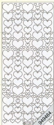 1 Stickers Glitter transparent  - 10 x 23 cm  - silber, Motiv - Herzen,  Art - Stickers Glitter transparent,  Farbe - silber,  Jahreszeit - Everyday,  große und kleine Herzen