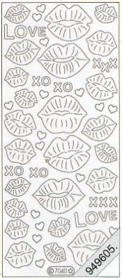 1 Stickers Glitter / Glitzer transparent - 10 x 23 cm  - gold, Schriften - englisch,  Motiv - Liebe,  Art - Stickers Glitter transparent