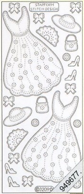 1 Stickers Glitter transparent  - 10 x 23 cm 3209 - gold, Motiv - Blumen,  Art - Stickers Glitter transparent,  Farbe - gold,  Jahreszeit - Everyday,  3209 Kleider,  Hut,  Fächer,  Schuhe, Tasche