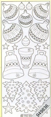 1 Stickers Glitter transparent  - 10 x 23 cm  - silber,  Farbe - silber,  Art - Stickers Glitter transparent,  Jahreszeit - Weihnachten,  Baumschmuck,  Baum,  Kugeln,  Glocken,  Sterne