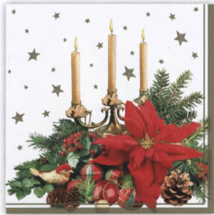 20 napkins - 33 x 33 cm ,  Christmas - candles,  Fruits - taps,  Christmas - Christmas-star,  Christmas,  lunchnapkins