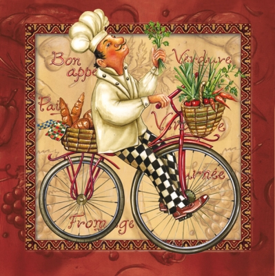 20 Servietten - 33 x 33 cm ,  Essen - Brot / Brötchen,  Menschen - Personen,  Gemüse -  Sonstiges,  Sommer,  lunchservietten,  Koch